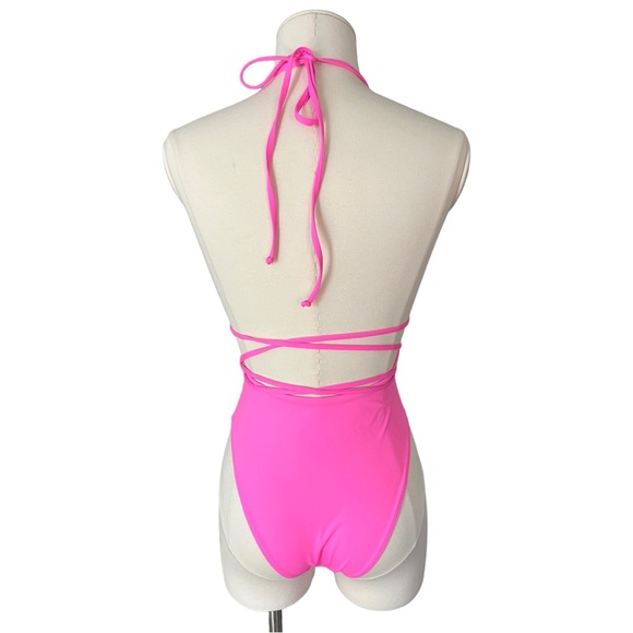 Frankie's Bikinis Swim Frankies Bikinis Gemma Wrap One Piece Pink